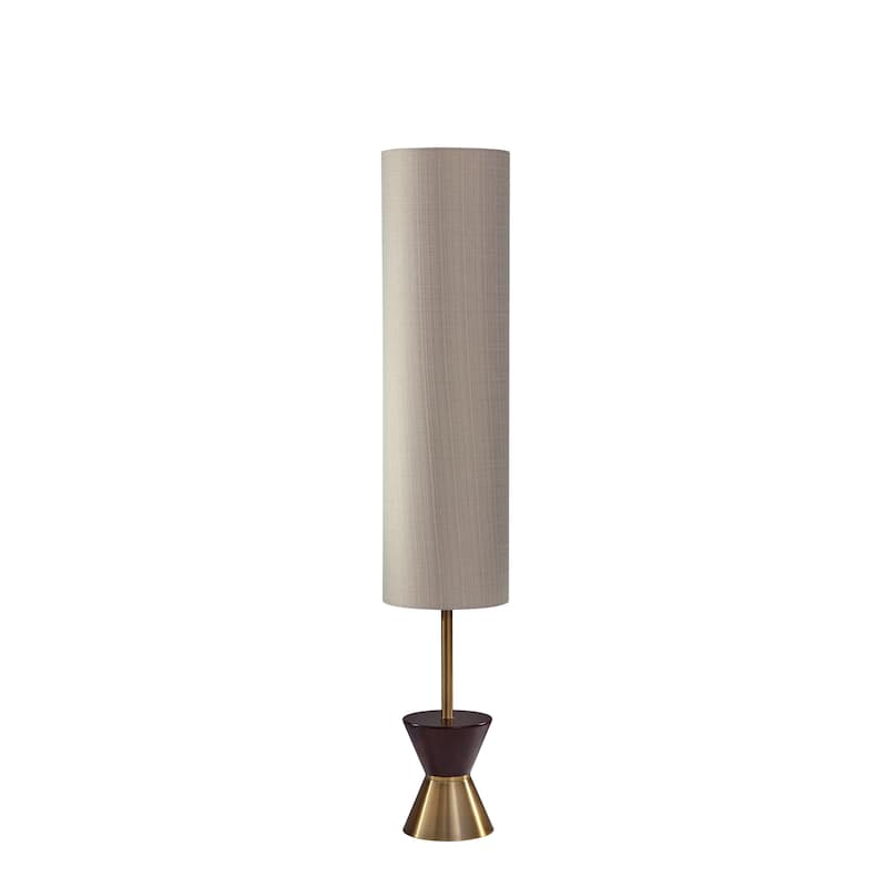 Adesso Carmen Antique Brass and Walnut Floor Lantern