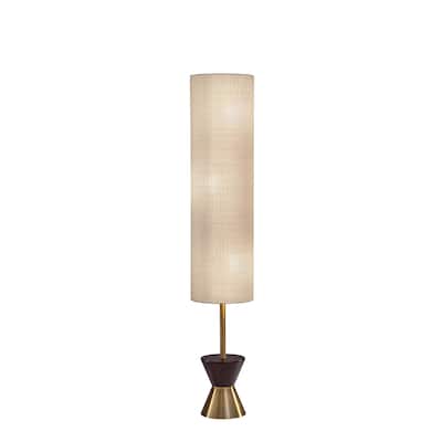Adesso Carmen Antique Brass and Walnut Floor Lantern