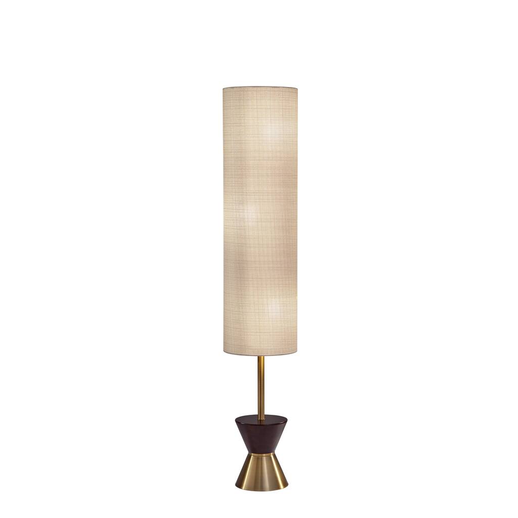 Adesso Carmen Antique Brass and Walnut Floor Lantern