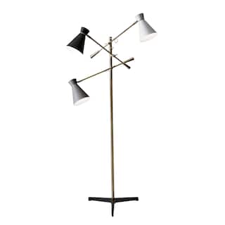 Adesso Lyle Black and Antique Brass 3-Arm Floor Lamp