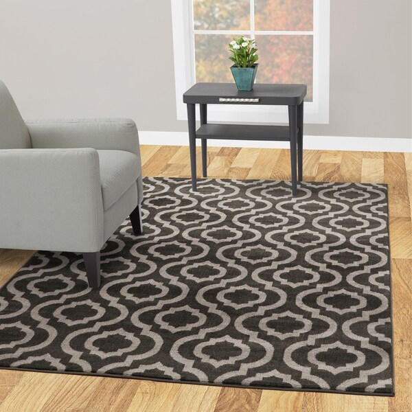 Jasmin Collection Moroccan Trellis Charcoal Grey Area Rug Jasmin Collection Moroccan Trellis Charcoal Grey Area Rug 5 X27 3