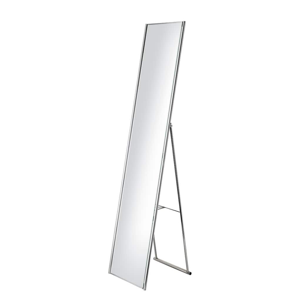 Adesso Alice Satin Steel Floor Mirror - Silver