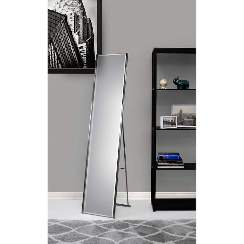Adesso Alice Satin Steel Floor Mirror - Silver