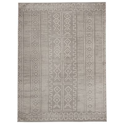 Jasmin Collection Traditional Moroccan Trellis Gray /Ivory Area Rug - 6'7" x 9'3"