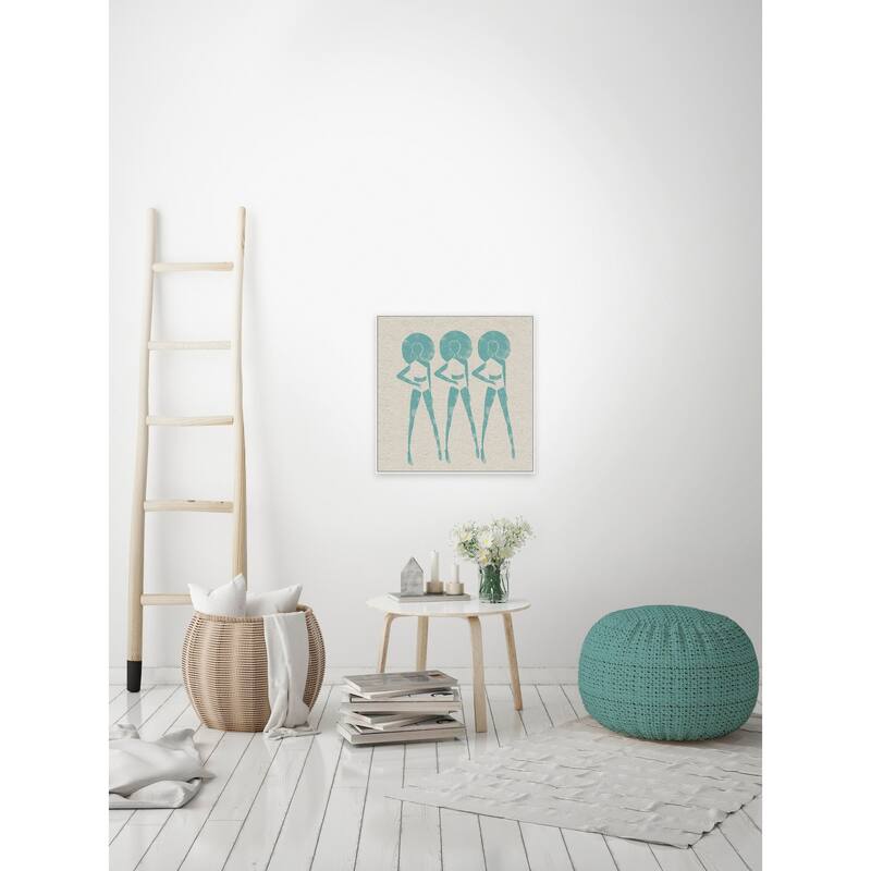 'Blue Ladies II' Floater Framed Painting Print on Canvas - Multi-color