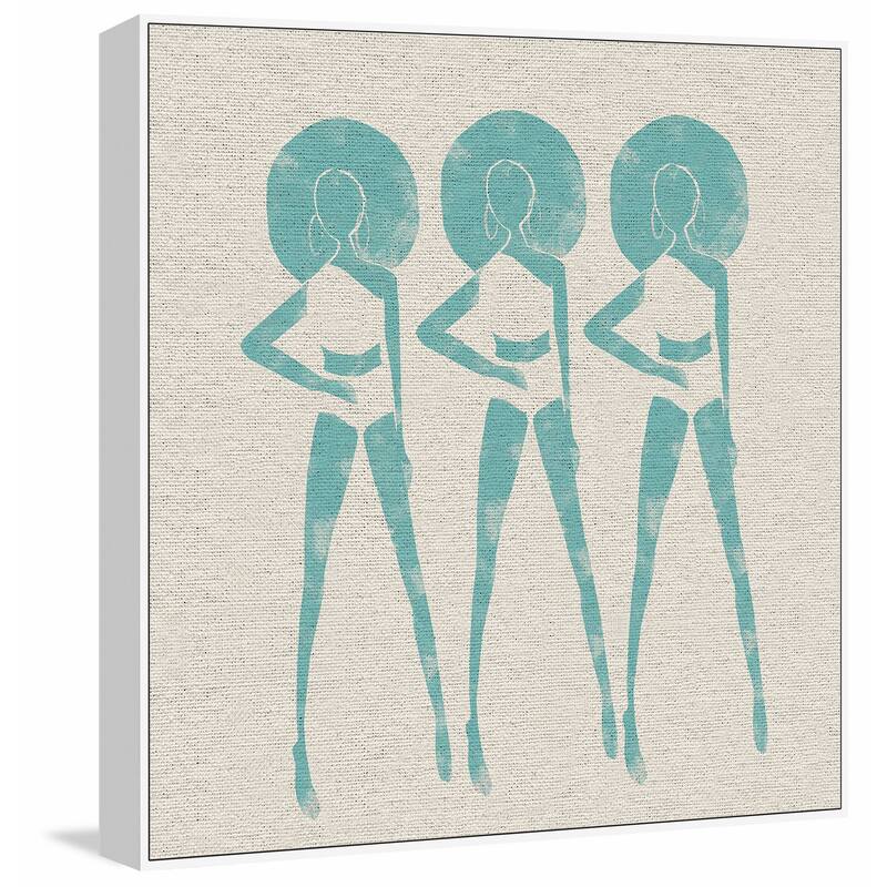 'Blue Ladies II' Floater Framed Painting Print on Canvas - Multi-color