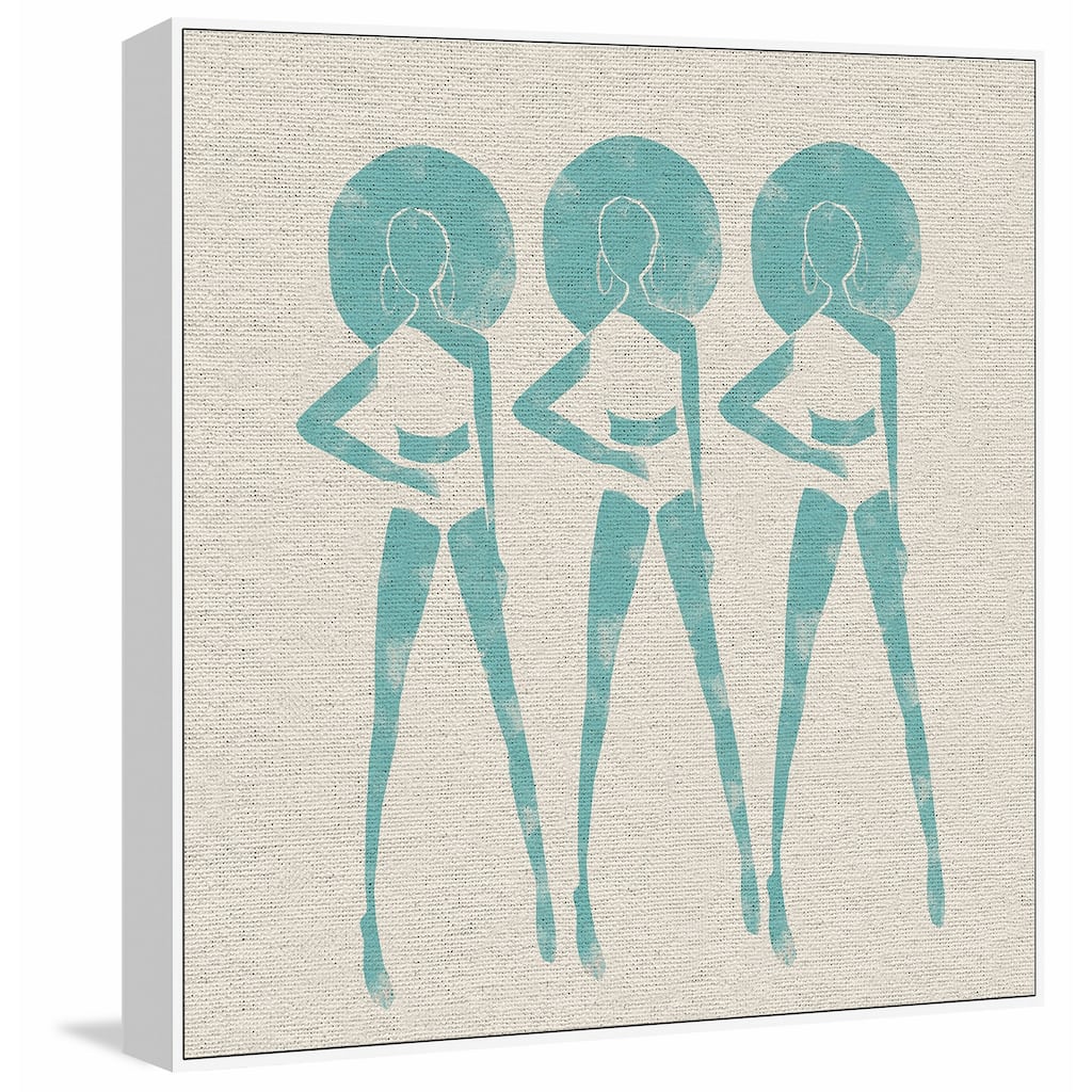 'Blue Ladies II' Floater Framed Painting Print on Canvas - Multi-color