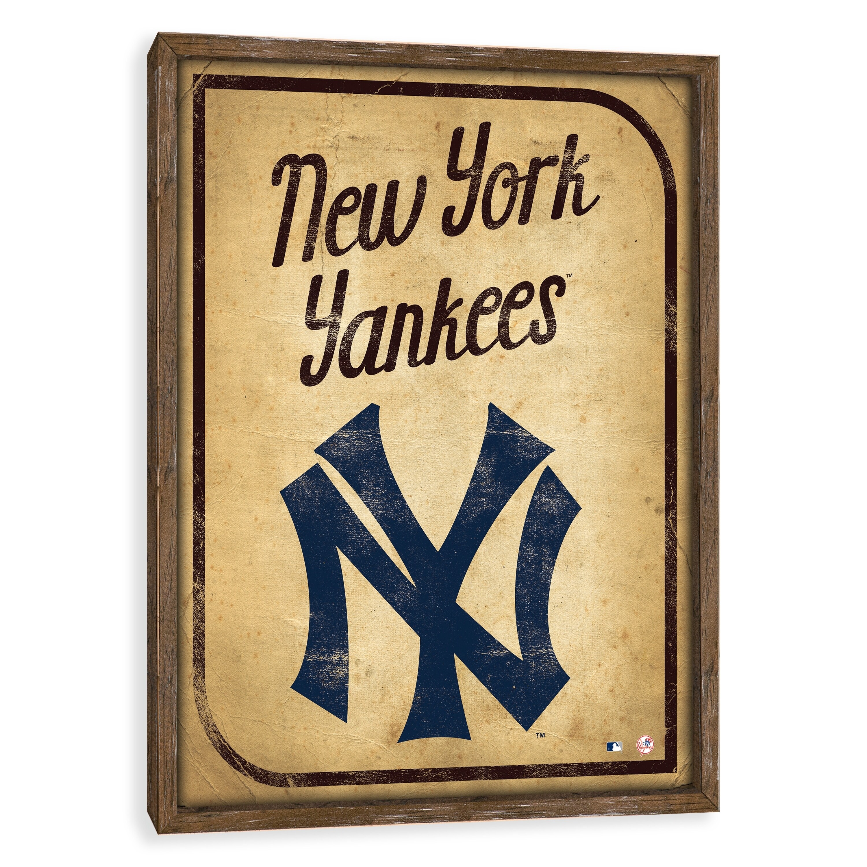 New York Yankees Black and White MDF Block Wall Art