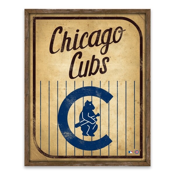 Chicago Cubs Vintage Card Recessed Box - 16W x 20H x 1.25D - Multi-color