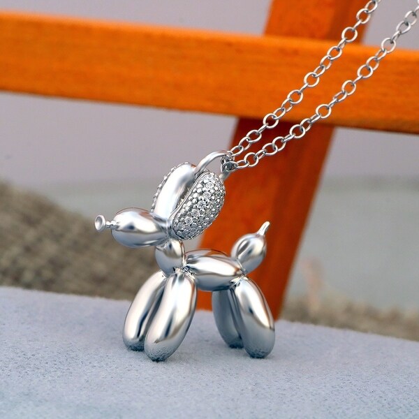 Adorable Puppy Dog Bone Pendant Charm Polished 14k Gold White Rhodium