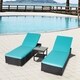 Kinbor Outdoor Adjustable Chaise Lounge Chair PE Rattan Wicker Chaise Pool Chairs w/Cushions - Thumbnail 10