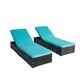 Kinbor Outdoor Adjustable Chaise Lounge Chair PE Rattan Wicker Chaise Pool Chairs w/Cushions - Thumbnail 1