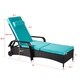 Kinbor Outdoor Wicker Chaise Lounge Chair All-weather PE Rattan Adjustable Chaise Lounge Recliner w/Cushions - Thumbnail 8