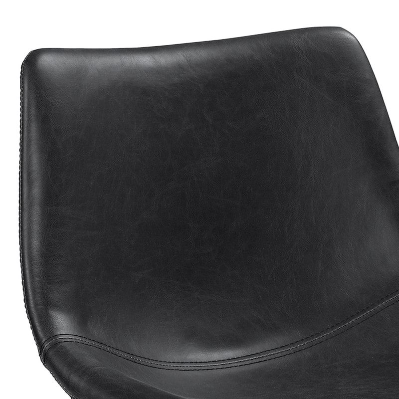 WE Furniture Modern Faux Leather Dining Kitchen Counter Stool, Set of 2 - Black