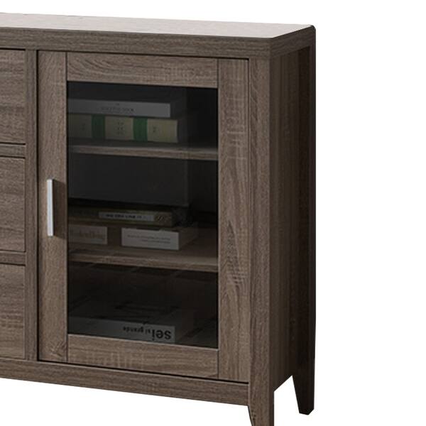 Shop Wooden Tv Stand With Three Drawers And Side Door Glass