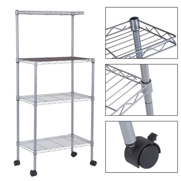 Microwave Oven Stand With Wheels 3 Tier Removable Kitchen Baker S Rack Overstock 23039010