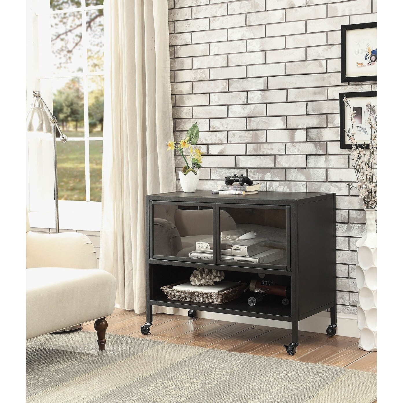 Shop Contemporary Style 36 Inches Tv Stand With Bottom Shelf And