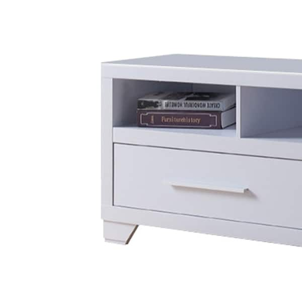 Shop Wooden Tv Stand With 2 Drawers 3 Open Shelves White