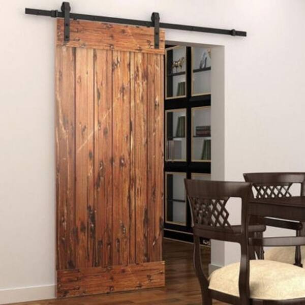 Shop Black 5 5ft Sliding Barn Door Wood Door Hanging Rail Type