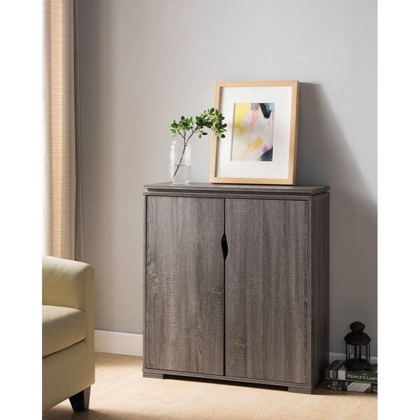 Shop Wooden Shoe Cabinet With Spacious Storage Distressed Gray