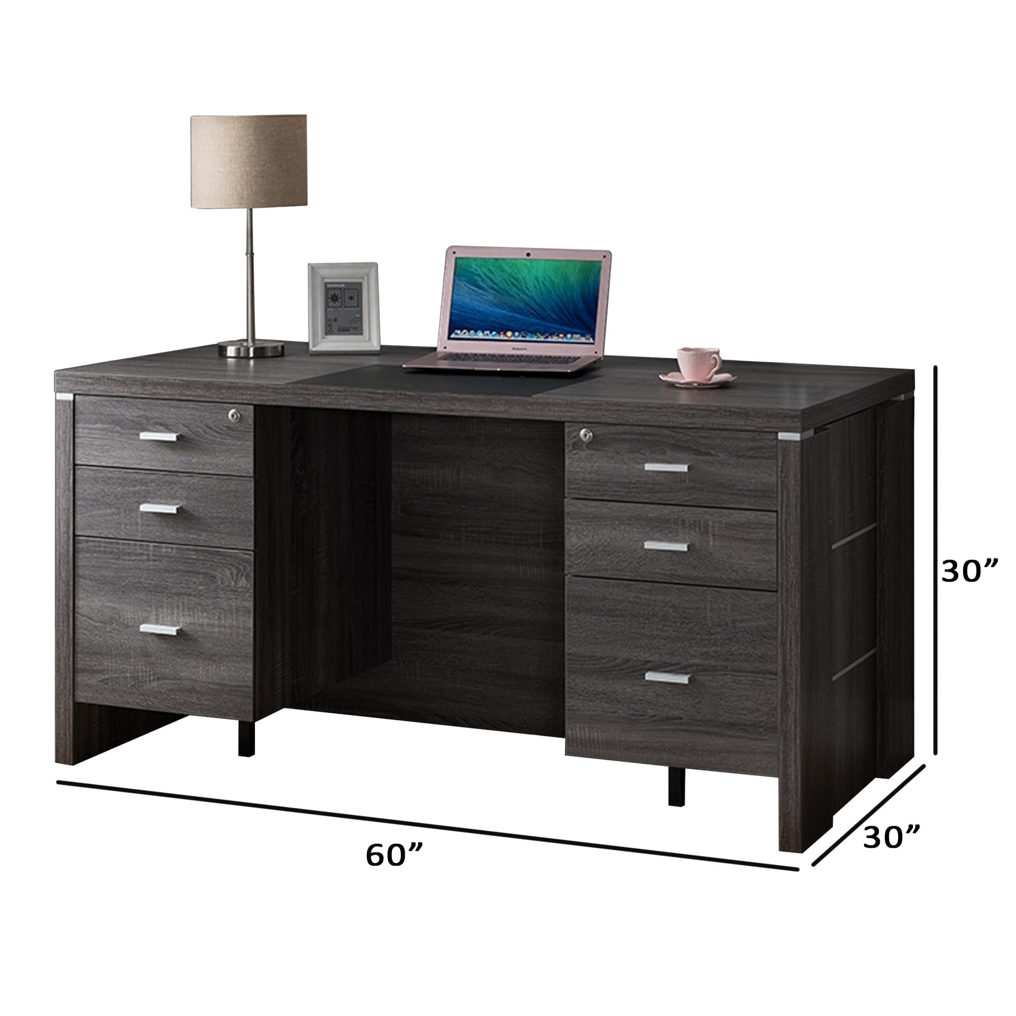 Shop Rectangular Space Efficient Wooden Desk With Two Locking