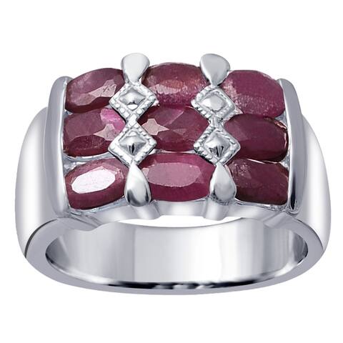 Ruby Sterling Silver Oval Cocktail Ring by Orchid Jewelry