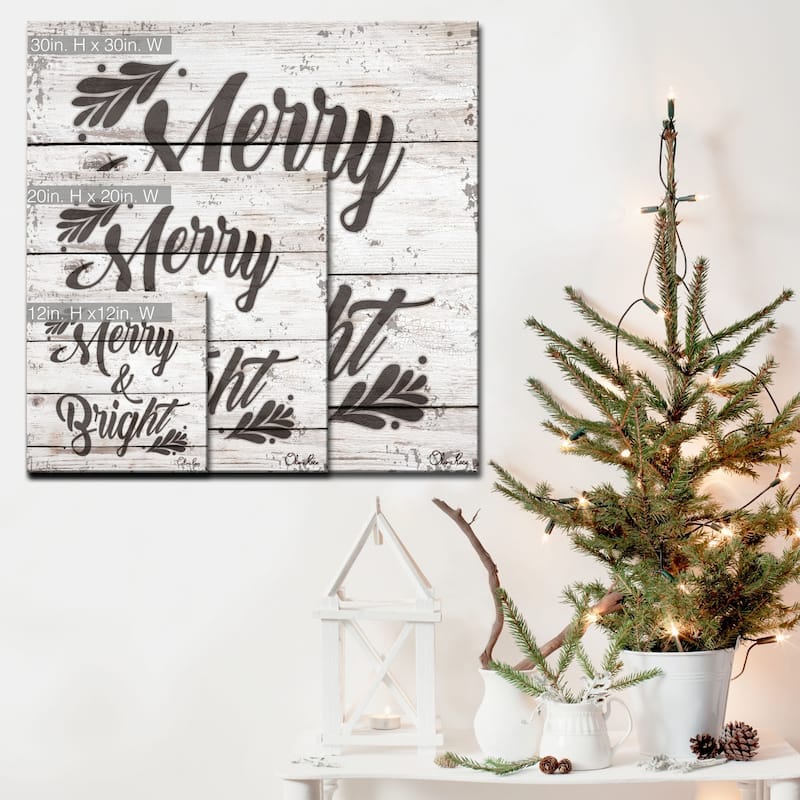 Olivia Rose 'Christmas Merry & Bright' Wrapped Canvas Textual Wall Art