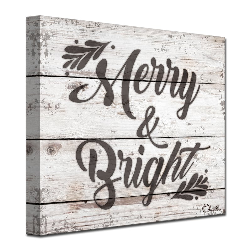 Olivia Rose 'Christmas Merry & Bright' Wrapped Canvas Textual Wall Art