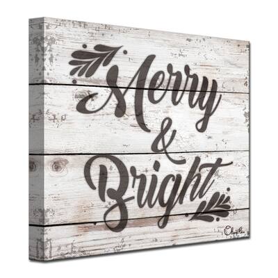 Olivia Rose 'Christmas Merry & Bright' Wrapped Canvas Textual Wall Art