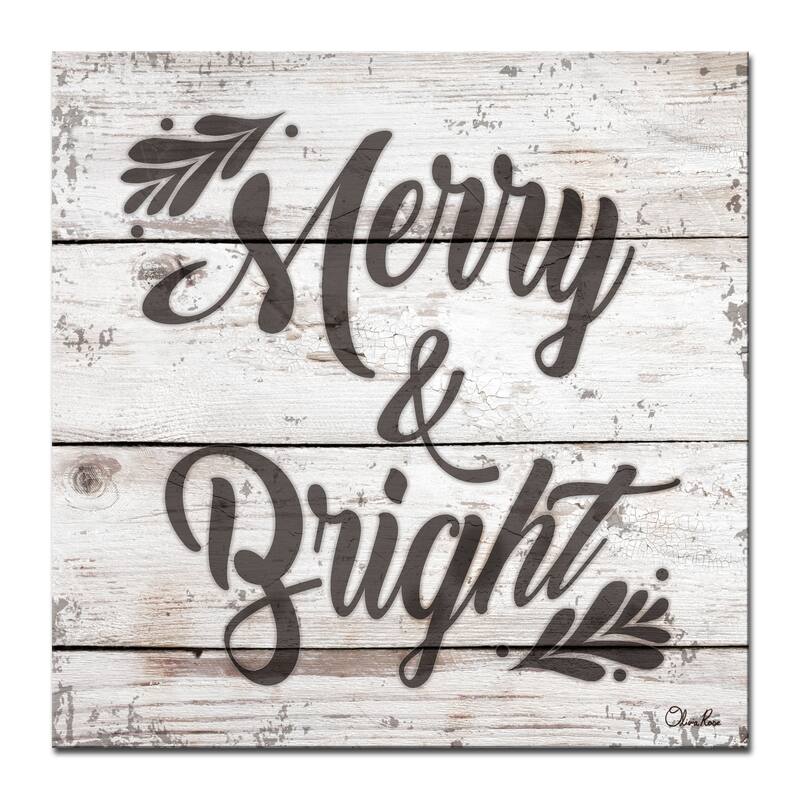 Olivia Rose 'Christmas Merry & Bright' Wrapped Canvas Textual Wall Art
