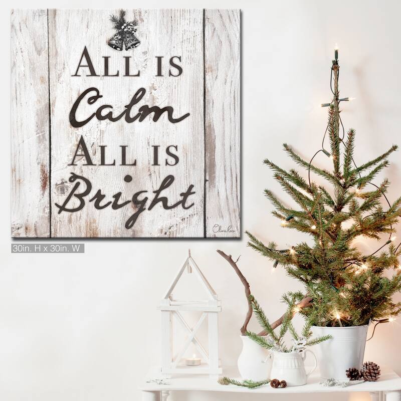 Olivia Rose 'Christmas Silent Night' Wrapped Canvas Textual Wall Art - 30" W x 30" H