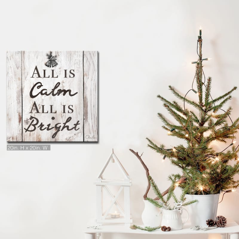 Olivia Rose 'Christmas Silent Night' Wrapped Canvas Textual Wall Art - 20" W x 20" H