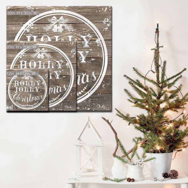 Olivia Rose 'Christmas Holly Jolly' Wrapped Canvas Textual Wall Art