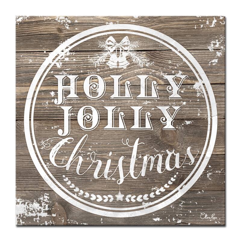 Olivia Rose 'Christmas Holly Jolly' Wrapped Canvas Textual Wall Art