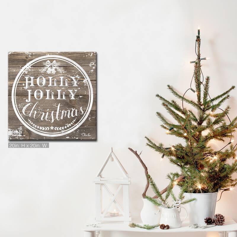 Olivia Rose 'Christmas Holly Jolly' Wrapped Canvas Textual Wall Art - 20" W x 20" H