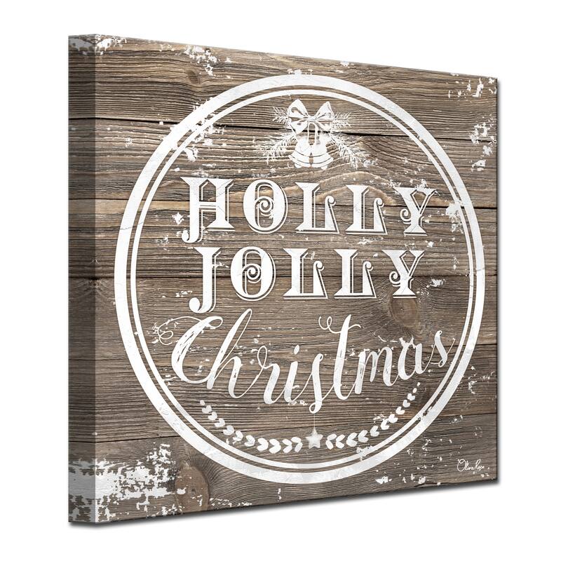 Olivia Rose 'Christmas Holly Jolly' Wrapped Canvas Textual Wall Art