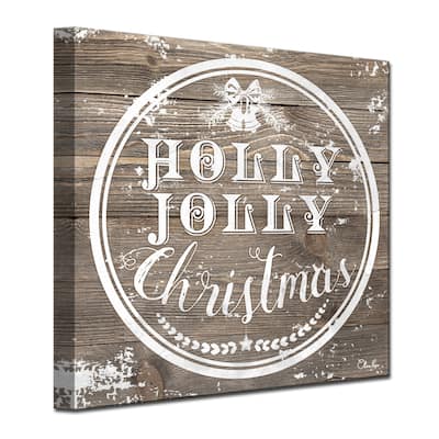 Olivia Rose 'Christmas Holly Jolly' Wrapped Canvas Textual Wall Art