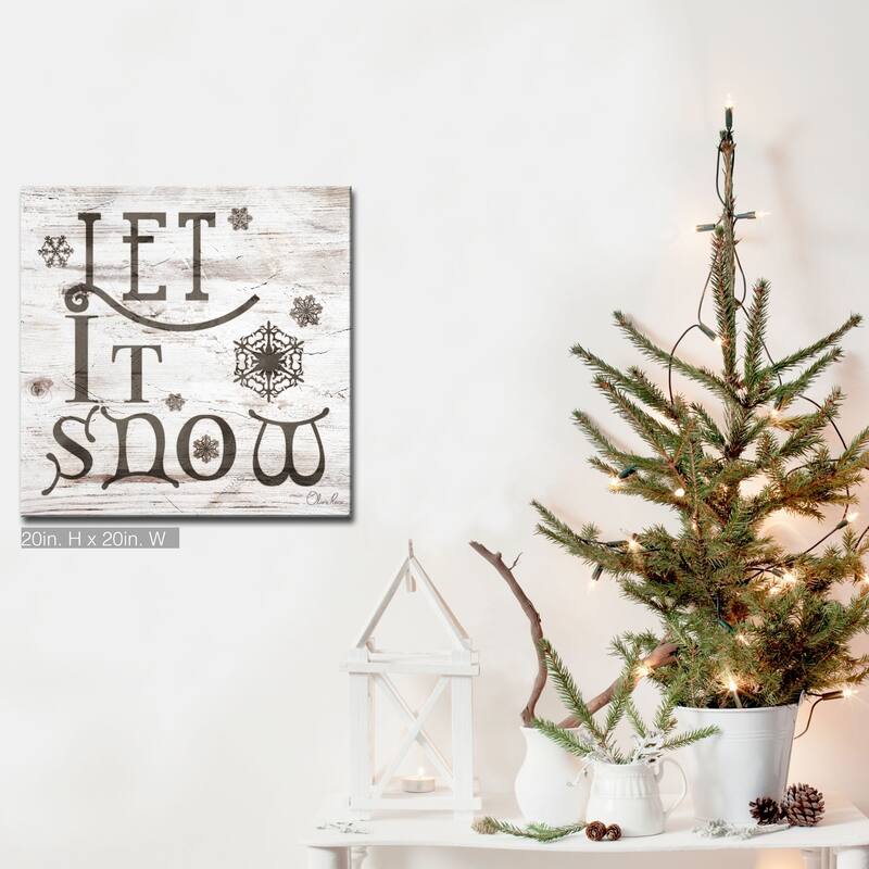 Olivia Rose 'Christmas Let It Snow' Wrapped Canvas Textual Wall Art - 20" W x 20" H