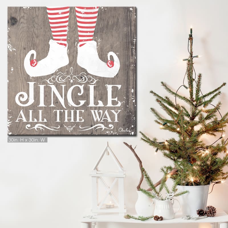 Olivia Rose 'Christmas Jingle all the Way' Wrapped Canvas Textual Wall Art - 30" W x 30" H
