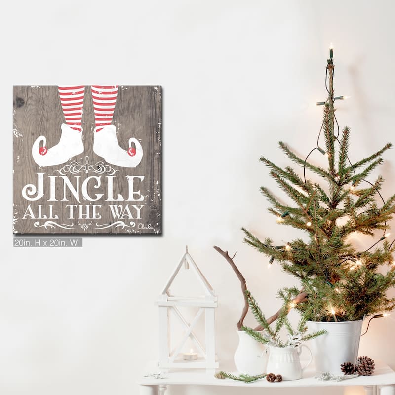 Olivia Rose 'Christmas Jingle all the Way' Wrapped Canvas Textual Wall Art - 20" W x 20" H