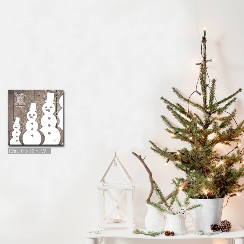 Olivia Rose 'Christmas Snowman' Wrapped Canvas Textual Wall Art - 12" W x 12" H