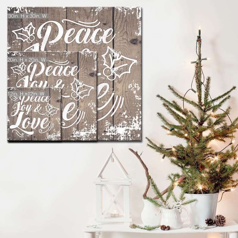Olivia Rose 'Christmas Peace Joy Love' Wrapped Canvas Textual Wall Art