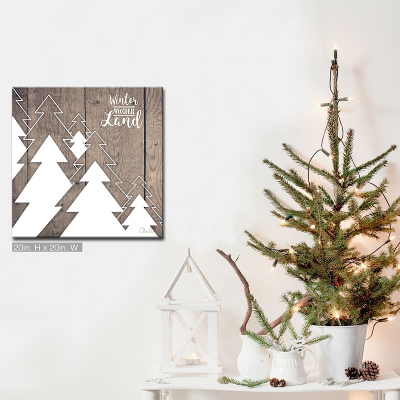 Olivia Rose 'Christmas Many Trees' Wrapped Canvas Textual Wall Art - 20" W x 20" H