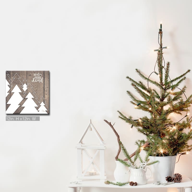 Olivia Rose 'Christmas Many Trees' Wrapped Canvas Textual Wall Art - 12" W x 12" H