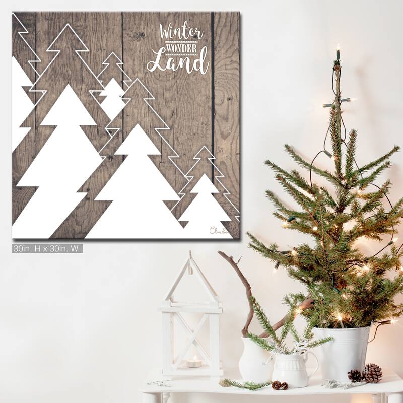 Olivia Rose 'Christmas Many Trees' Wrapped Canvas Textual Wall Art - 30" W x 30" H