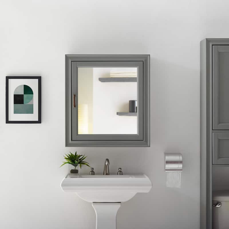 Tara Bath Mirror Cabinet In Vintage Grey