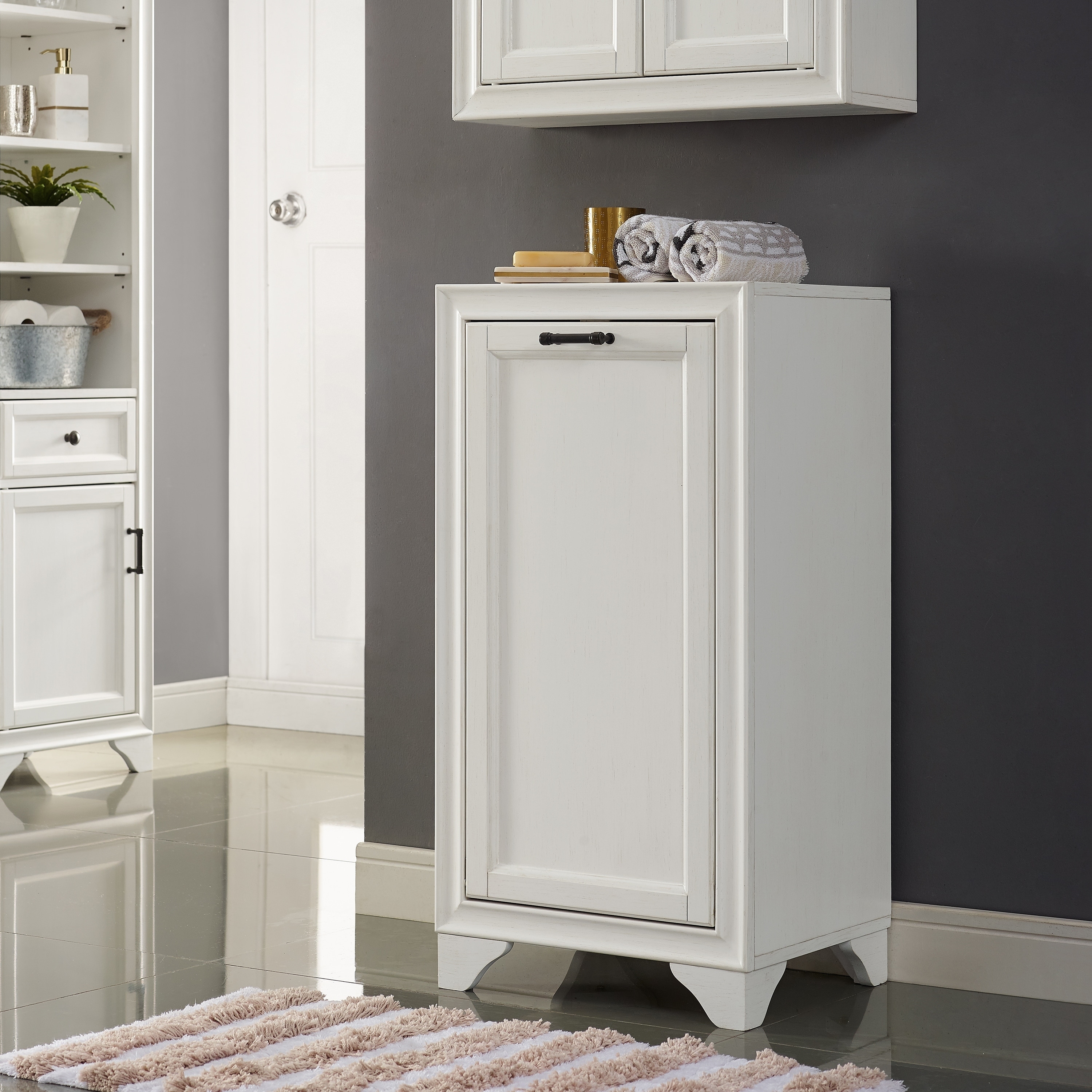 Crosley Tara Linen Hamper In Vintage White