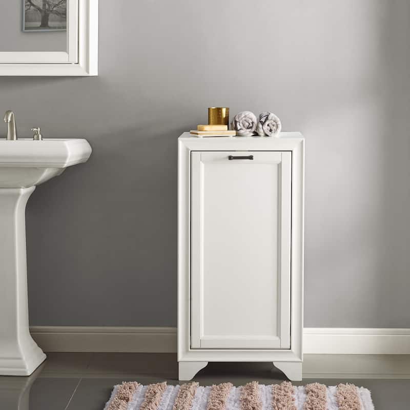 Crosley Tara Linen Hamper In Vintage White