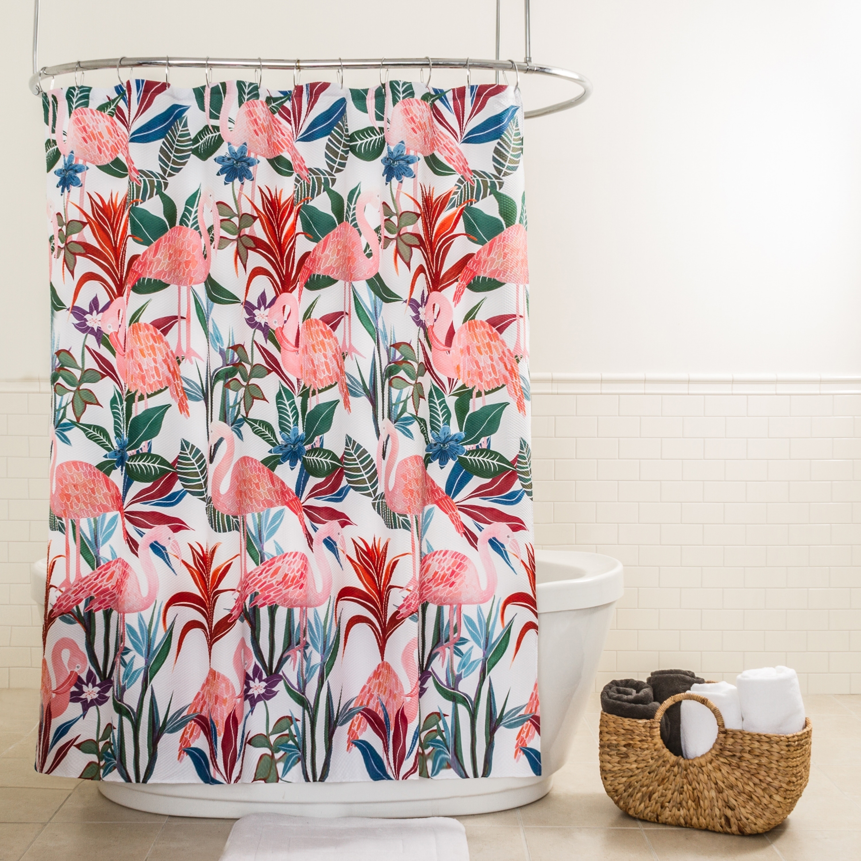Shop Splash Home Tropicana Flamingo Polyester Fabric Shower