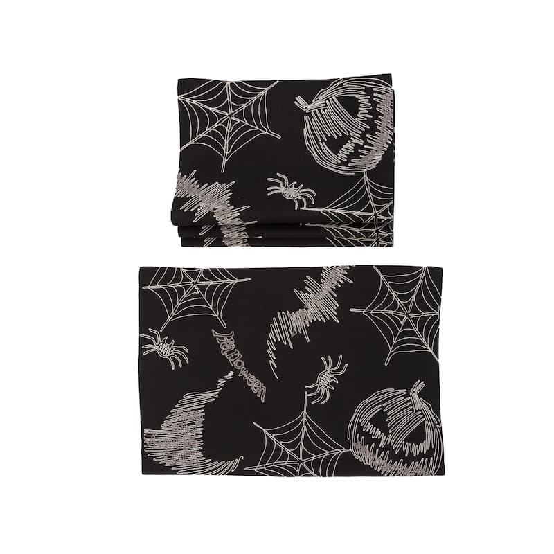 Happy Halloween Double layer 16-Inch Placemats, Set of 4, Black - 16''round